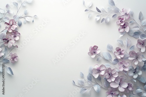Delicate pastel flowers and leaves in a frame design.