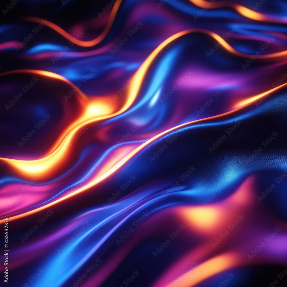 Naklejka premium Glowing thread moves with fluid ripple's curve; background