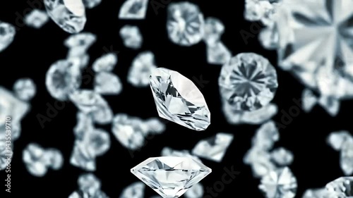 Falling Diamonds Seamless Loop on Black Background