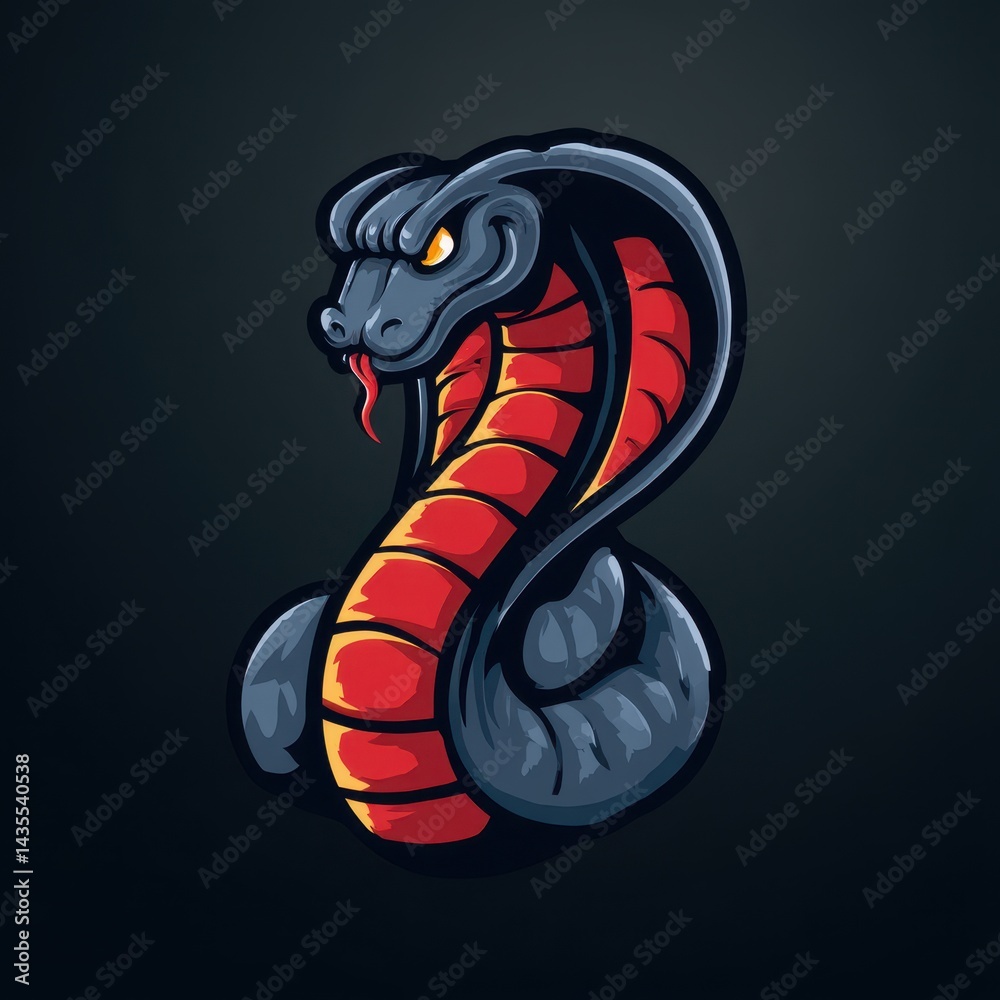 Obraz premium Dynamic Cobra Character: Sporty Illustration Blending Graffiti Art with a Bold Animal Design