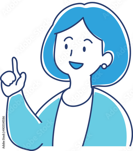 指をさしているオフィスの女性のイラスト