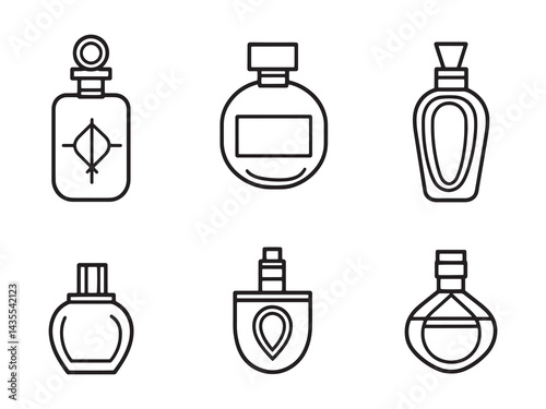 Designer Perfume line art icon minimalist abstract style
