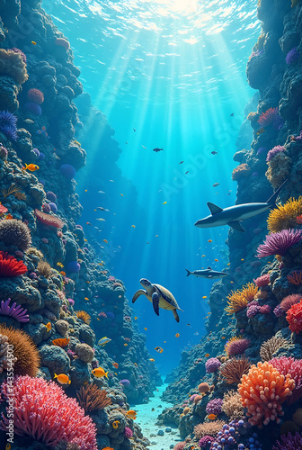 coral reef and diver