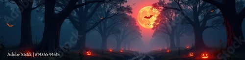 Dark forest, firelight, bats, smoke, Halloween magic , high resolution, october