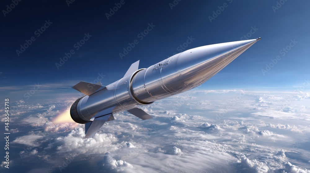 Fototapeta premium Advanced Hypersonic Projectile: Three-Dimensional Aerial Crafting in Motion