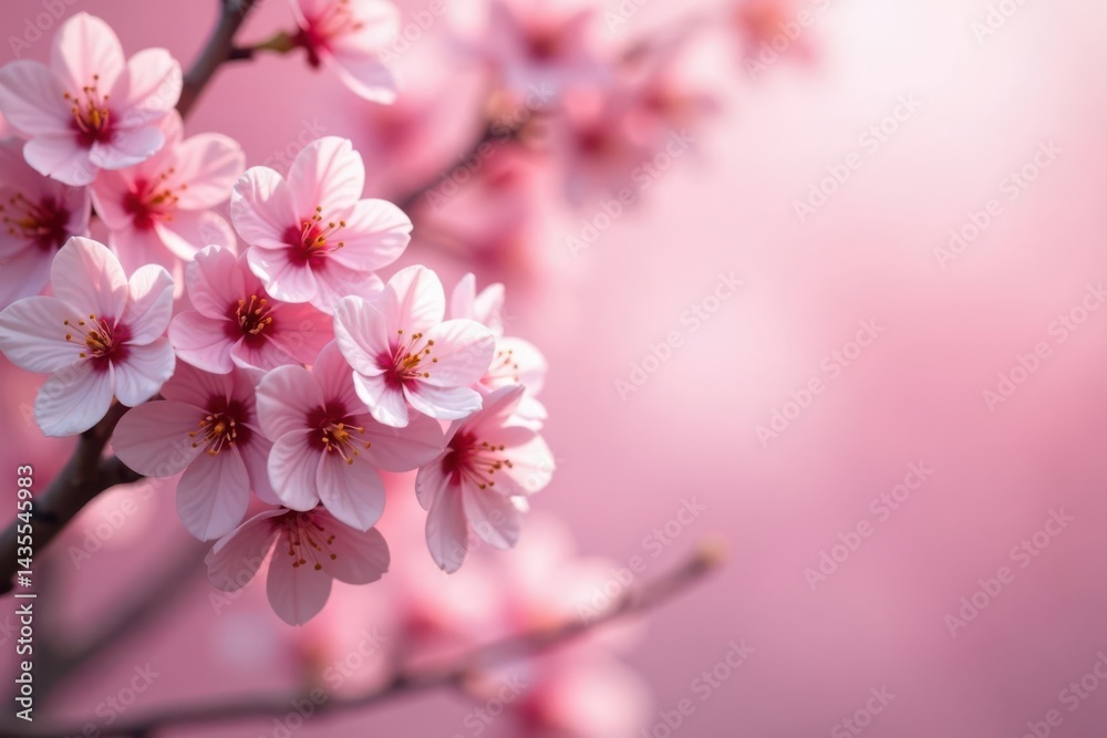 Full bloom cherry tree, soft pink backdrop, blurred background, close up, sakura Full bloom cherry tree, soft pink backdrop, blurred background, close up, sakura