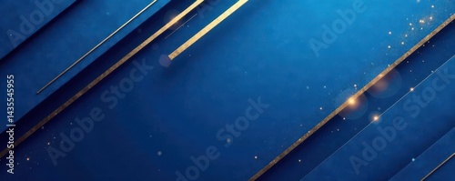 Geometric blue diagonal backdrop; gold accents Abstract luxury template , vector, art, triangle