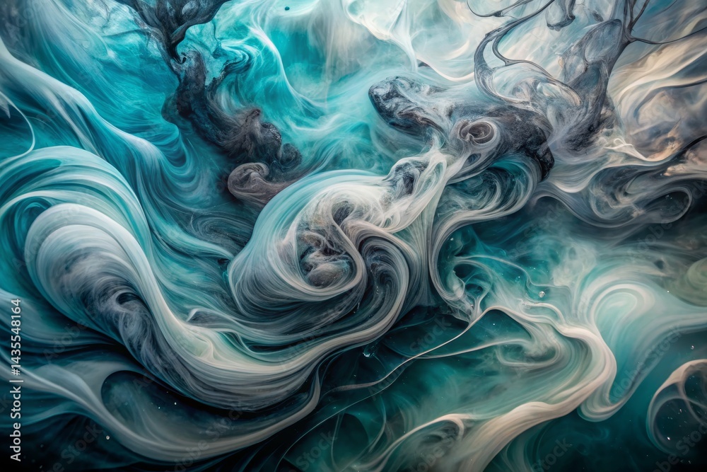 Obraz premium Abstract Swirls of Teal and Gray
