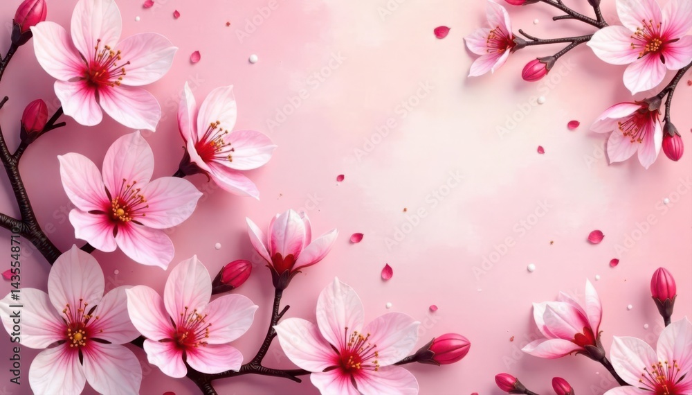 Naklejka premium Abstract cherry blossom pattern on faded pink vintage paper , background texture, aesthetic, nature