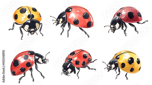 Colorful ladybugs with black spots pictures
