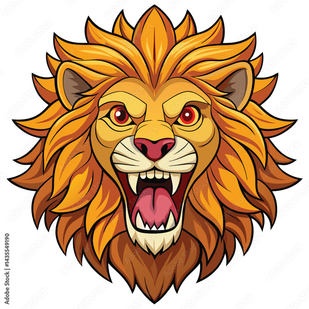 Obraz premium Angry lion head cartoon illustration