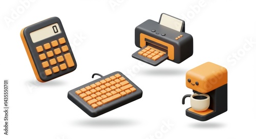 Office Essentials - 3D Rendered Desk Objects