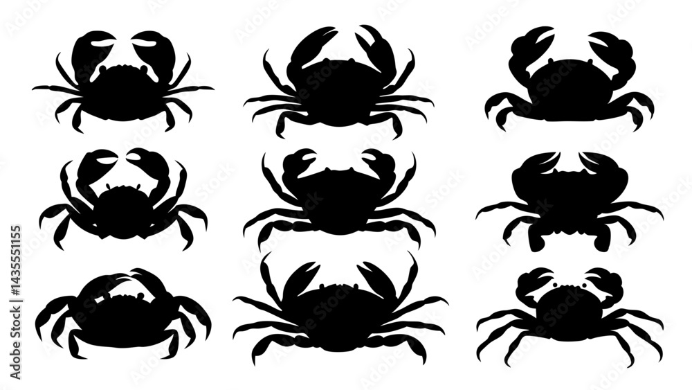 Obraz premium set of crab silhouette vector on tranparent background