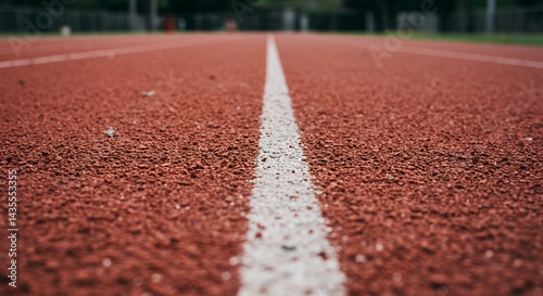 Obraz na płótnie Running Track Closeup Showing Lanes and Red Tartan Surface Texture w salonie