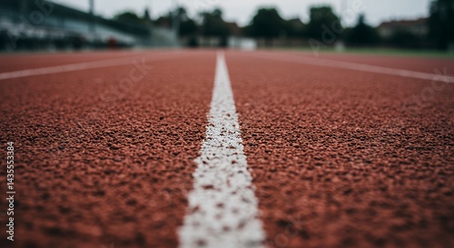 Obraz na płótnie Running Track Perspective with White Lane Line for Sporting Activity w salonie