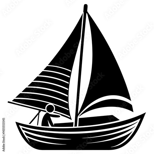 Sailing Sport Stock Vector Illustration vector black color silhouette isolated white background