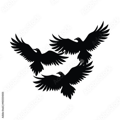Majestic Vulture Flight Silhouette Vector Illustration
