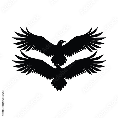 Elegant Vulture Flying Silhouette Vector Illustration
