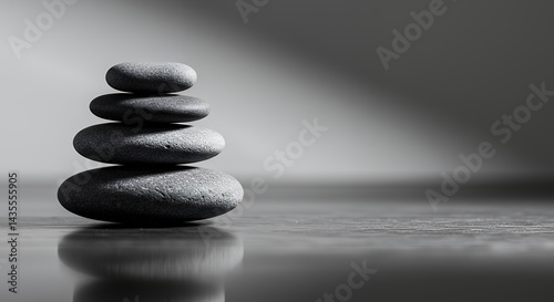 Obraz na płótnie Stacking Rocks Balancing on Surface in Peaceful Zen Like Arrangement w salonie