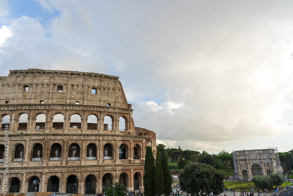 Fototapeta premium Ancient part of Rome at sunset. Evening landscapes of the Eternal City.