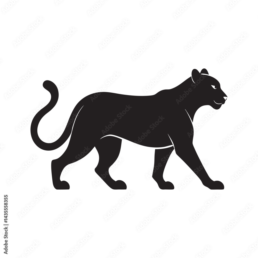 Walking Leopard Silhouette On White Walking Leopard Silhouette On White