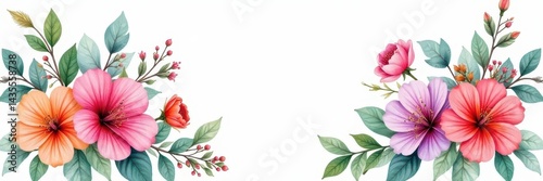 Vibrant watercolor floral bouquet, lush blooms, artistic, petals, close-up