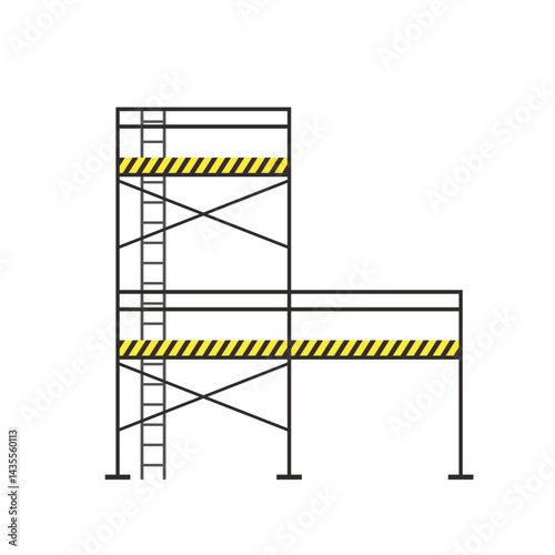 Scaffolding. Vector flat design aluminum prefabricated scaffolding isolated illustration white background.
