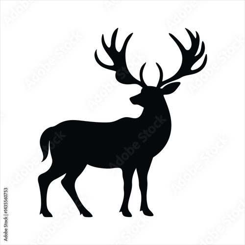 silhouette of a deer. vector illustration of wild animals. 