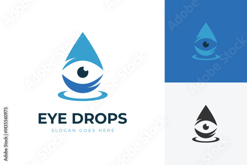 eye medicine vector logo with drops icon design graphic idea for treatment eyes logo template