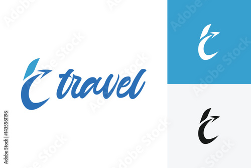 Abstract letter t travel agency logo icon design can be used travel labels, tourism, journey posters, flight company advertising, airways identity
