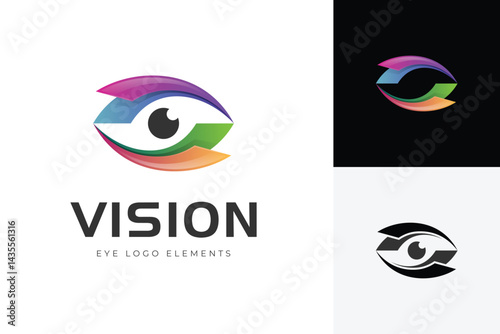 Eye Vision vector logo icon design, abstract eye sight graphic symbol illustration