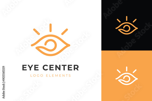 Vision Center vector logo with Eye icon design, abstract eye sight graphic symbol illustration