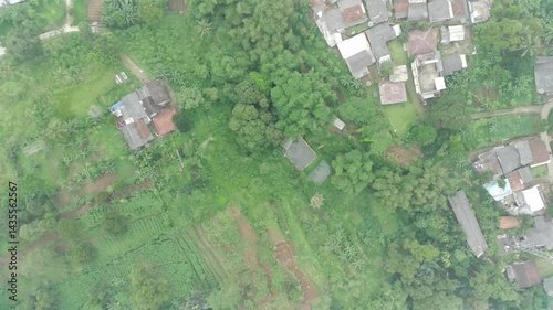 Aerial View of Lush Green Village Landscape