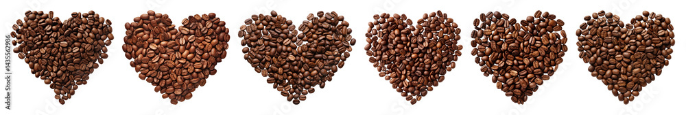 PNG Coffee beans heart pattern, element set on transparent background PNG Coffee beans heart pattern, element set on transparent background