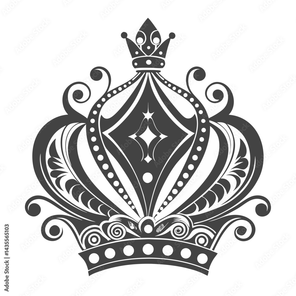 Fototapeta premium Intricately Designed Royal Crown Emblem with Flourishes and Decorative Elements