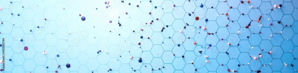 Fototapeta premium Abstract hexagon grid, white blue futuristic tech background, design, abstract