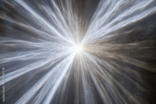 Radiant energy burst, emanating from a central point, with streaks of light and shadow