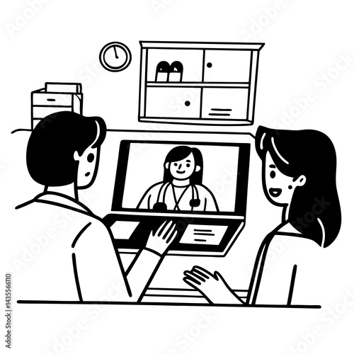 Hispanic latin female doctor make online video call consult patient on laptop. Medical assistant young woman therapist videoconferencing to web camera. Telemedicine concept. Online doctor appointment