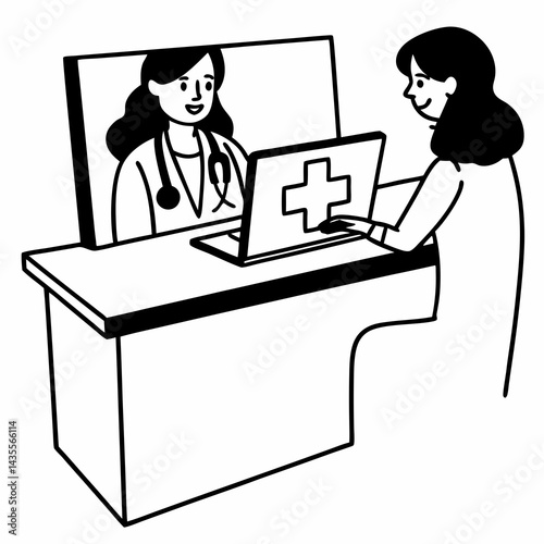 Hispanic latin female doctor make online video call consult patient on laptop. Medical assistant young woman therapist videoconferencing to web camera. Telemedicine concept. Online doctor appointment