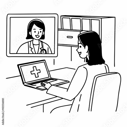 Hispanic latin female doctor make online video call consult patient on laptop. Medical assistant young woman therapist videoconferencing to web camera. Telemedicine concept. Online doctor appointment