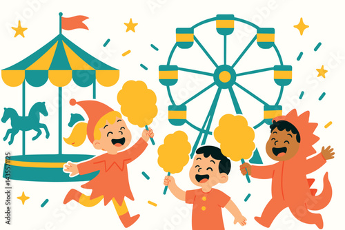 Group of children are playing in a carnival