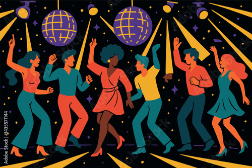 Group of people are dancing in a club