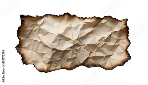 Old paper with burnt edges isolated on transparent background