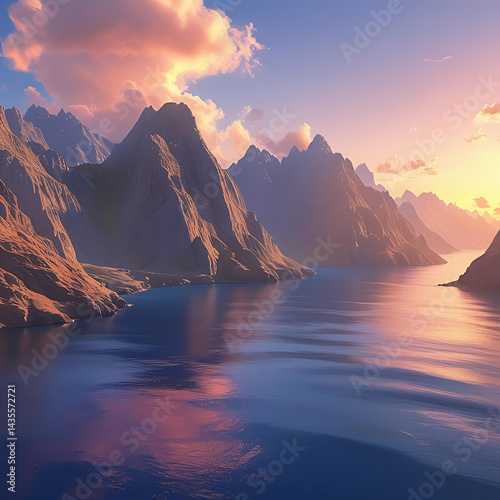 illustration of a sea view at dusk