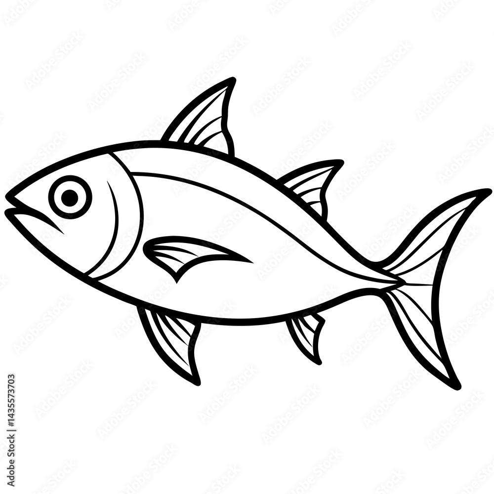 Fototapeta premium Minimal Bonito Fish Vector on White