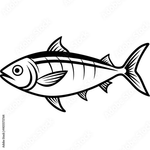 Minimal Bonito Fish Vector on White