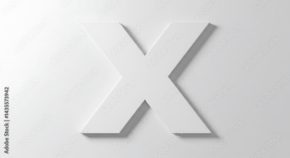 Obraz premium Letter X on White Background with Shadow for Design