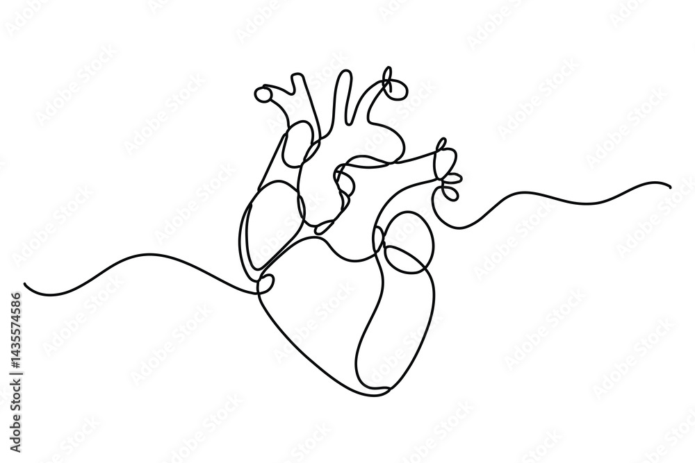 Obraz premium Heart continuous single line art drawing Minimalistic Doodle vector illustration 