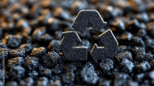 Dark grey recycle symbol on dark pebbles