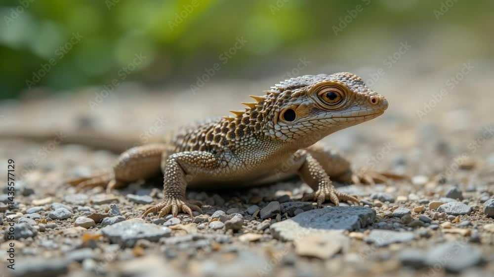 Alert lizard on sandy ground closeup Alert lizard on sandy ground closeup